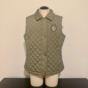 Lauren Ralph Lauren Women’s Crest Logo Shell Diamond Quilted Vest Birch, Large